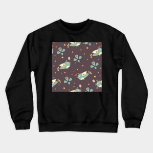 Bird Pattern Crewneck Sweatshirt